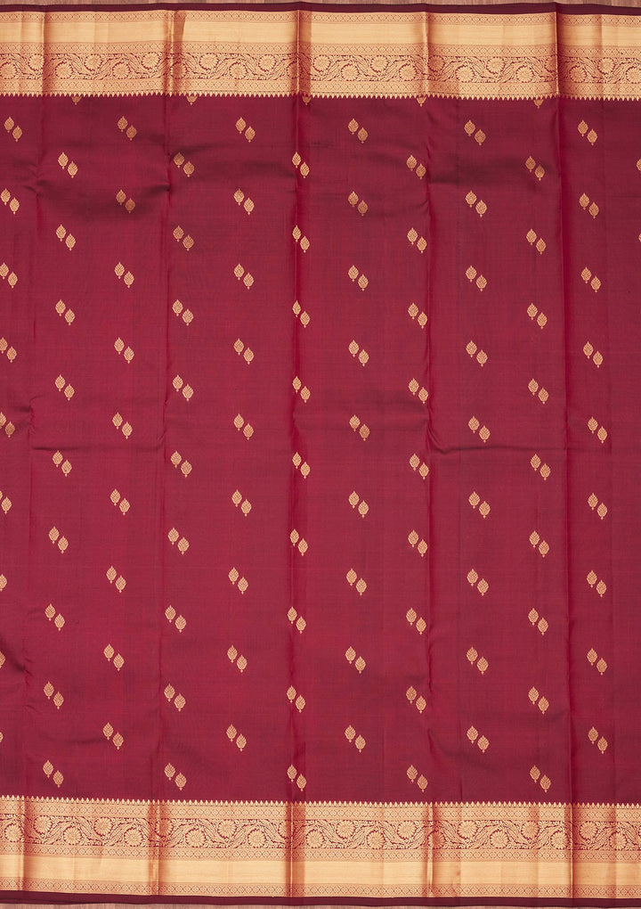 Wine Zariwork Pure Silk Saree-koskii