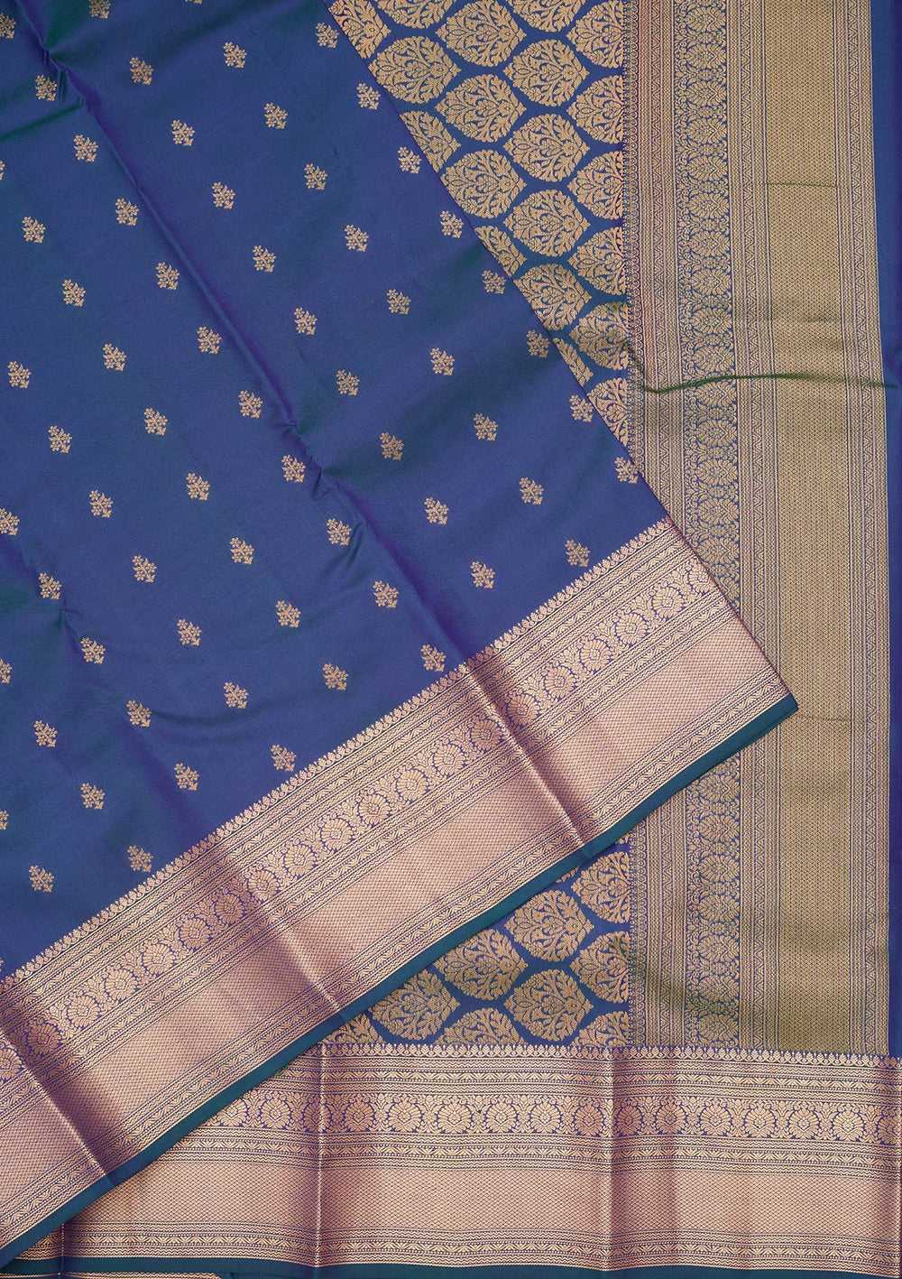 Peacock Blue Zariwork Pure Silk Saree-koskii