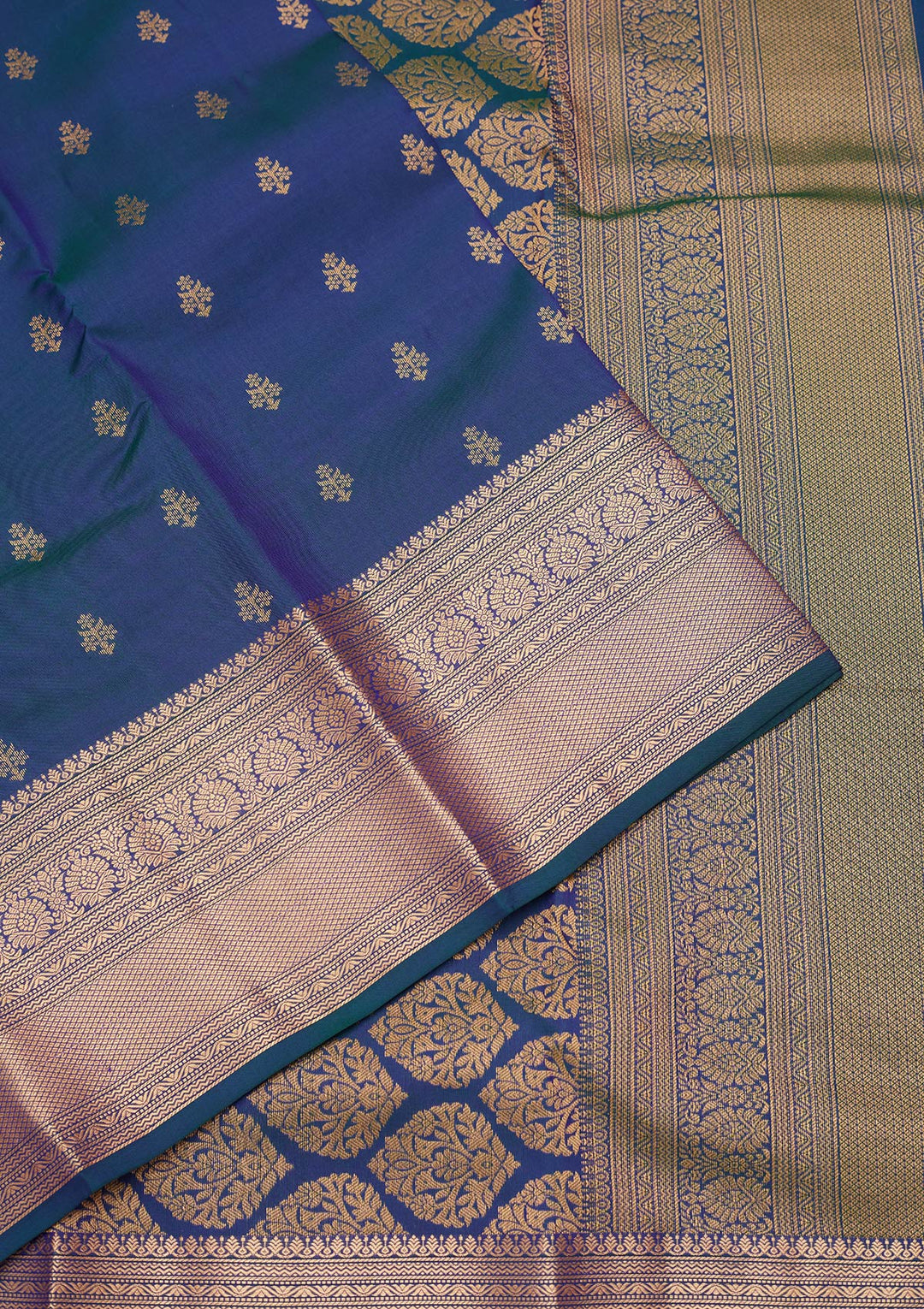 Peacock Blue Zariwork Pure Silk Saree-koskii