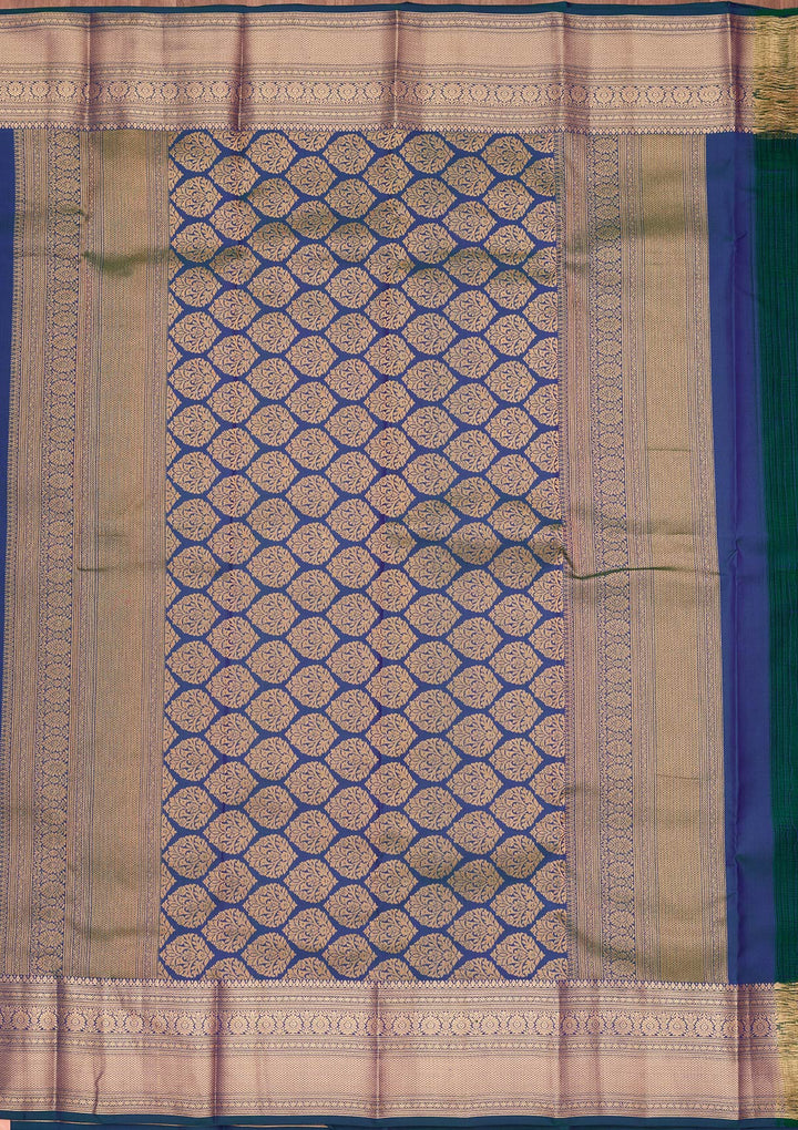 Peacock Blue Zariwork Pure Silk Saree-koskii