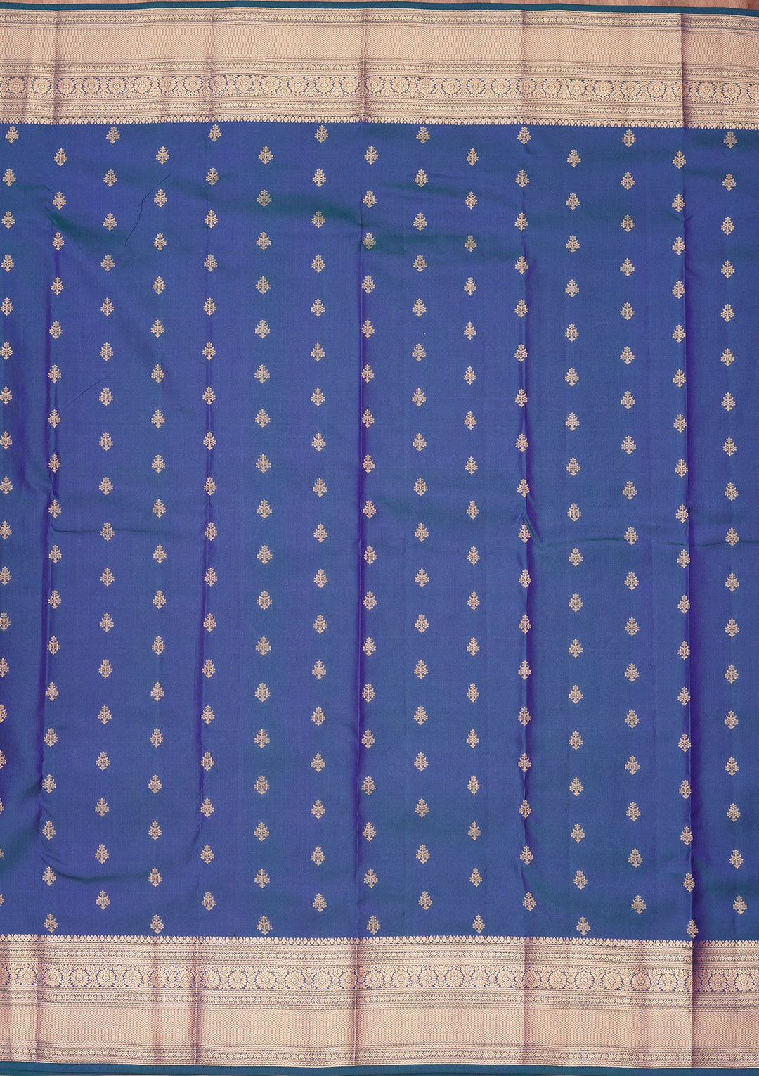 Peacock Blue Zariwork Pure Silk Saree-koskii