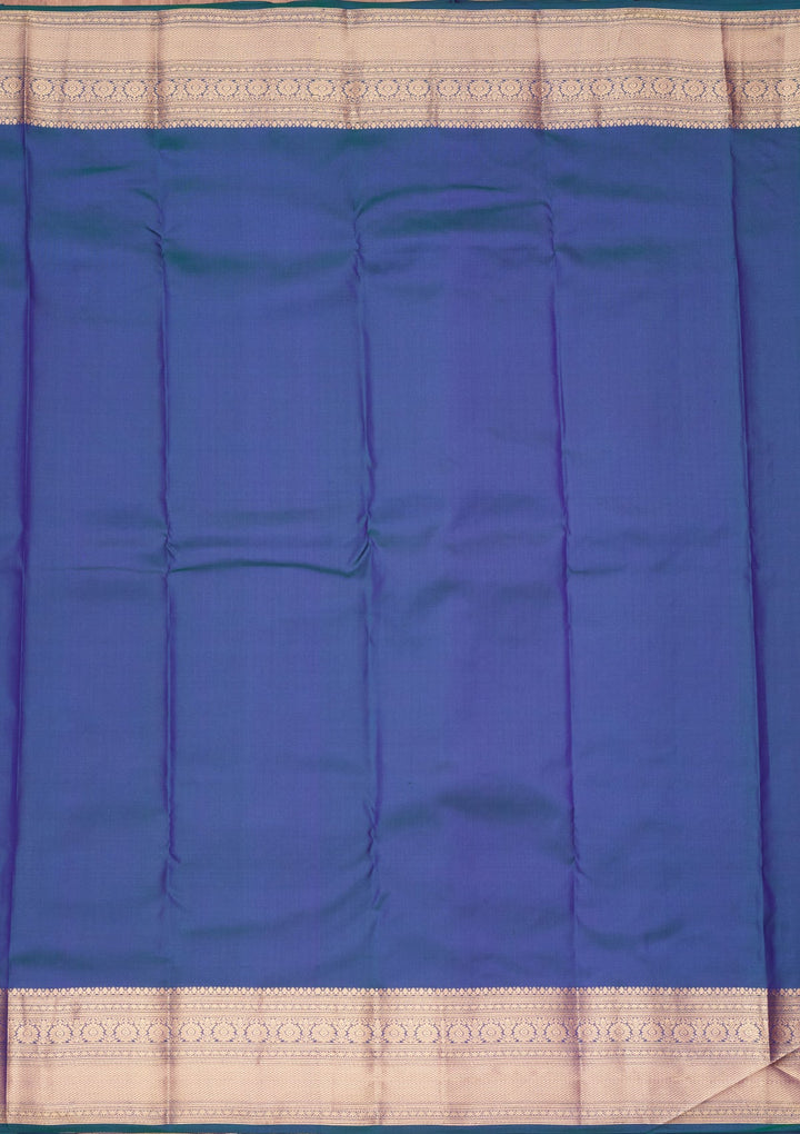 Peacock Blue Zariwork Pure Silk Saree-koskii