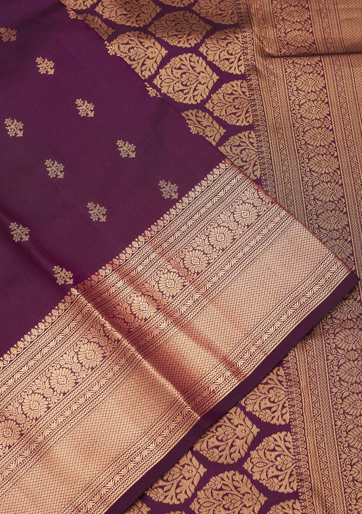 Purple Zariwork Pure Silk Saree-koskii