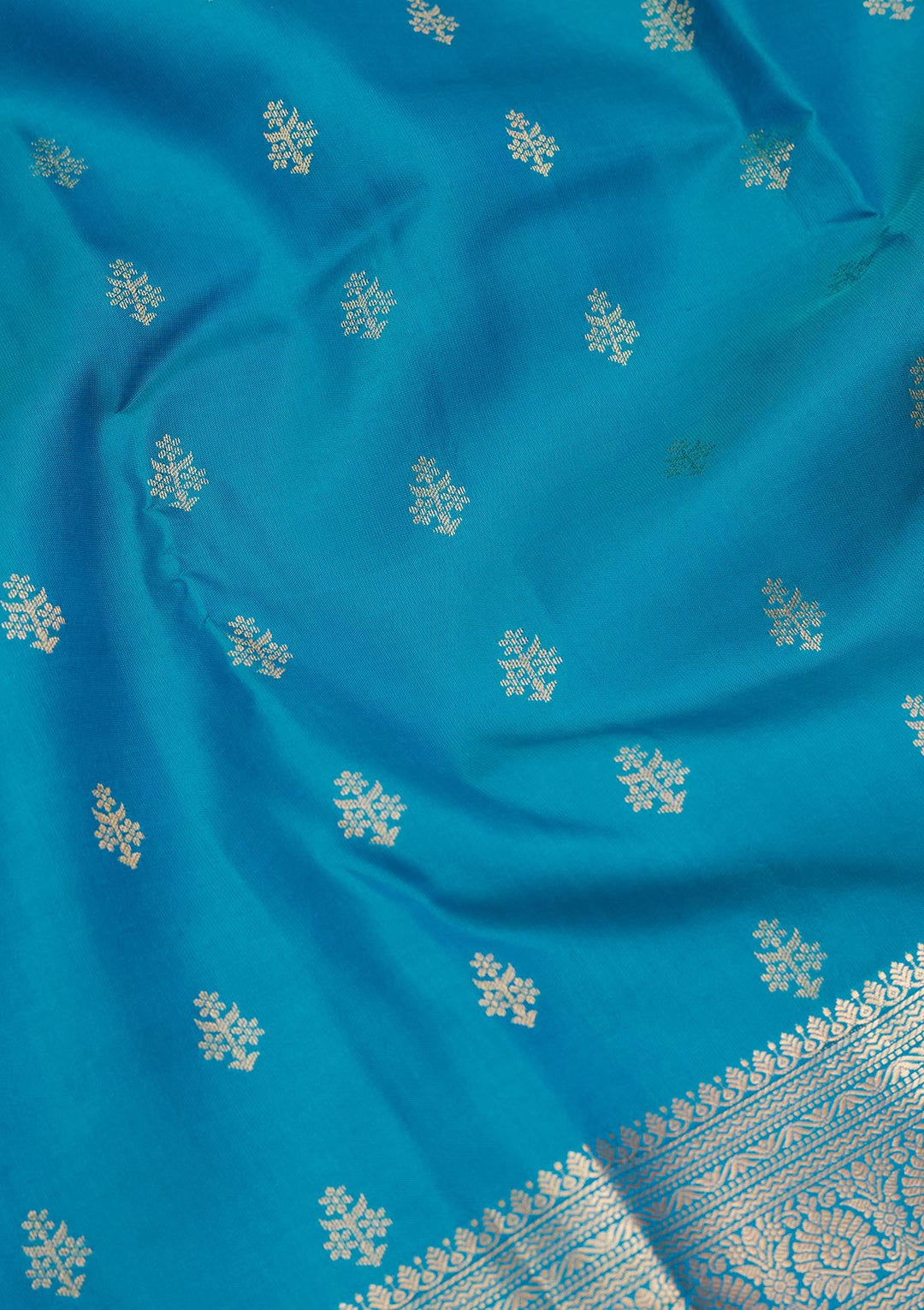 Turquoise Blue Zariwork Pure Silk Saree-koskii