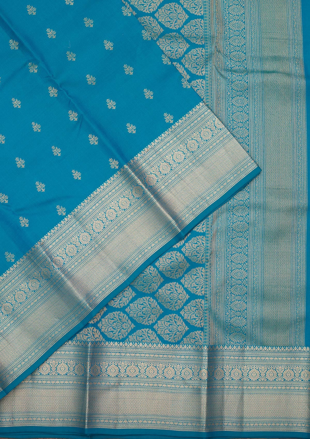 Turquoise Blue Zariwork Pure Silk Saree-koskii