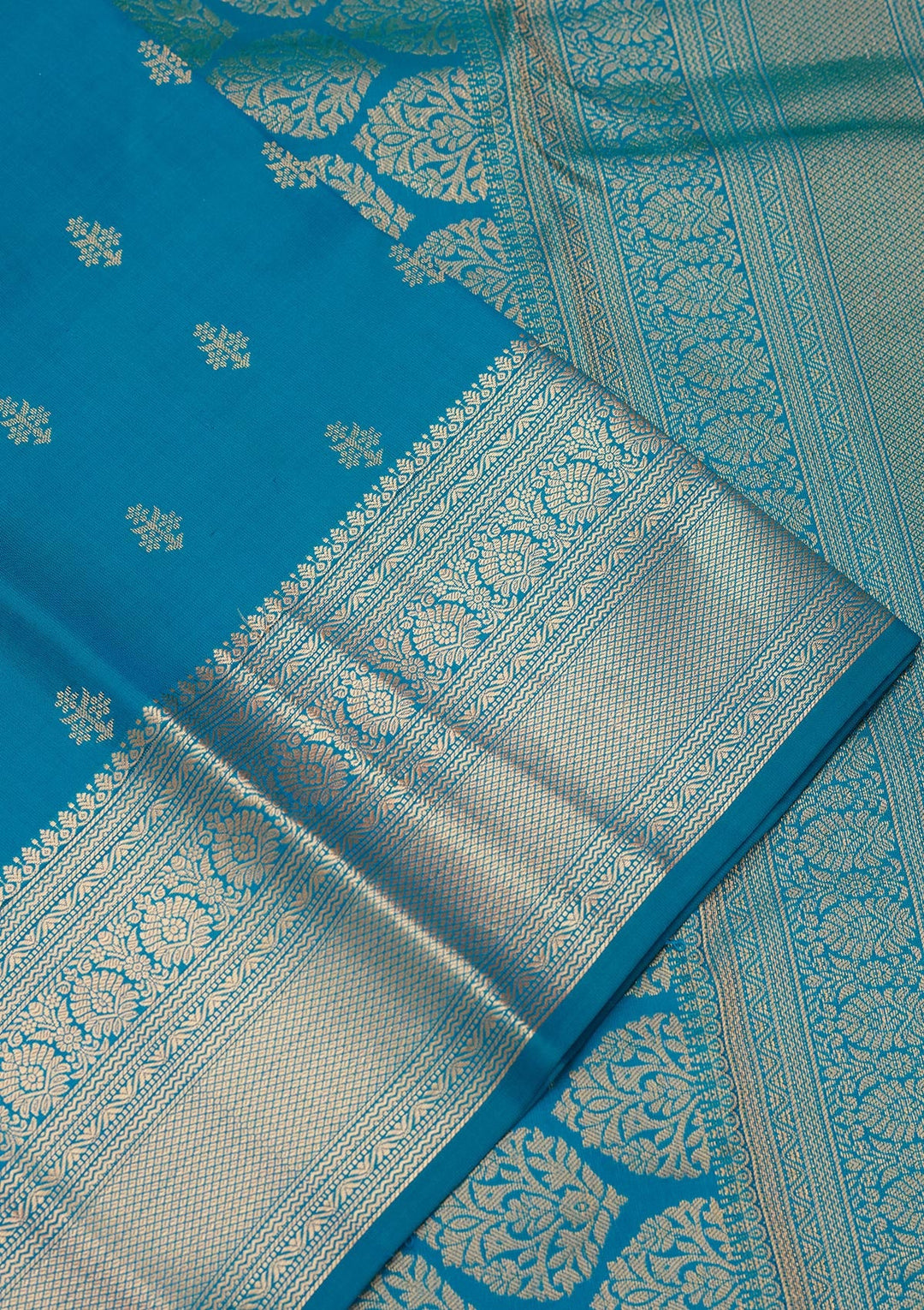 Turquoise Blue Zariwork Pure Silk Saree-koskii