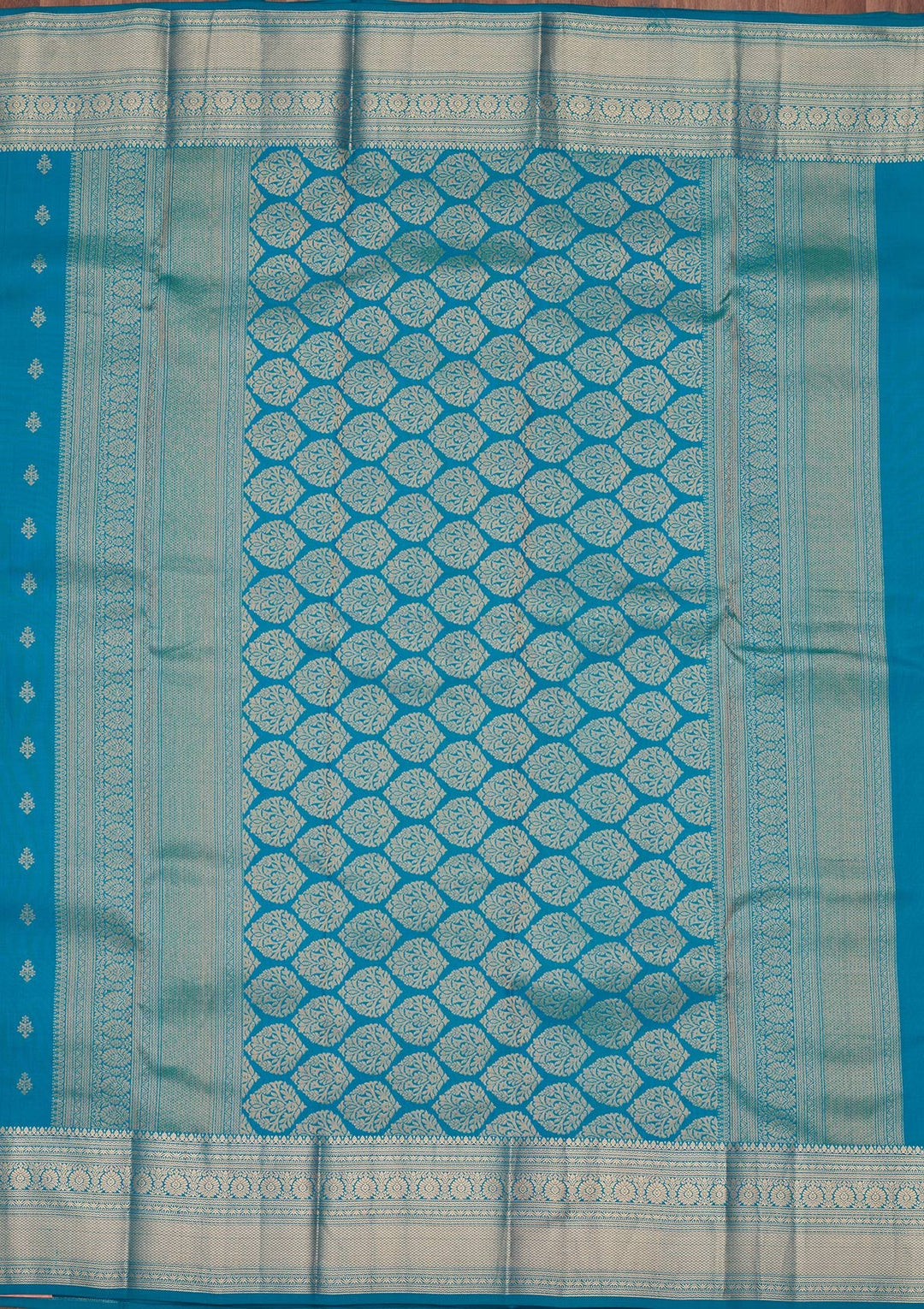 Turquoise Blue Zariwork Pure Silk Saree-koskii