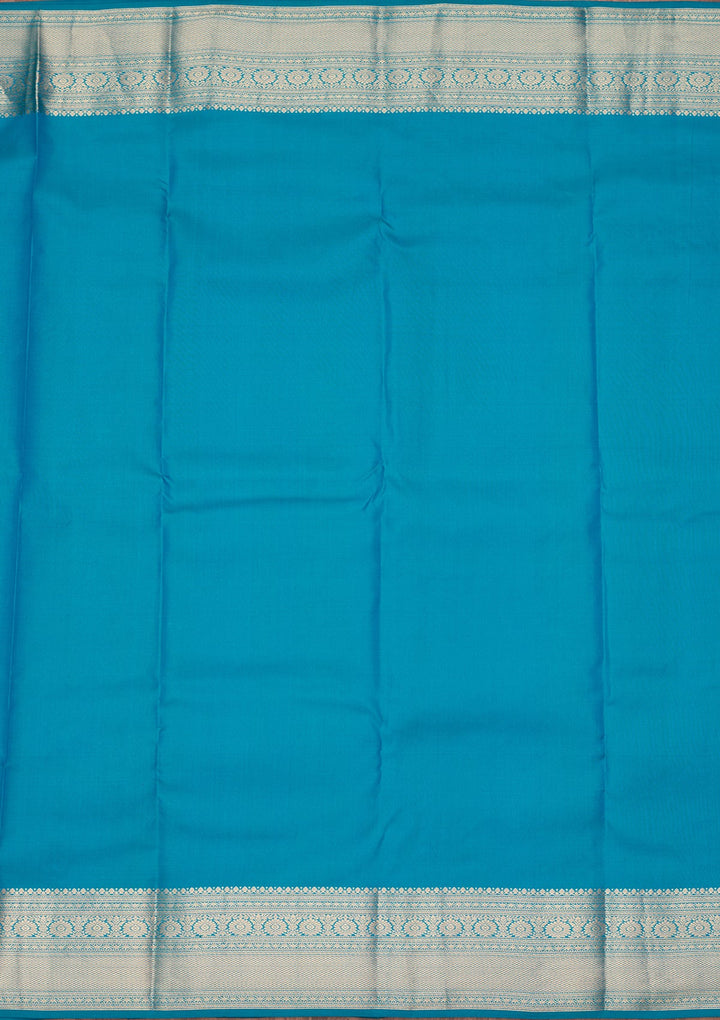 Turquoise Blue Zariwork Pure Silk Saree-koskii