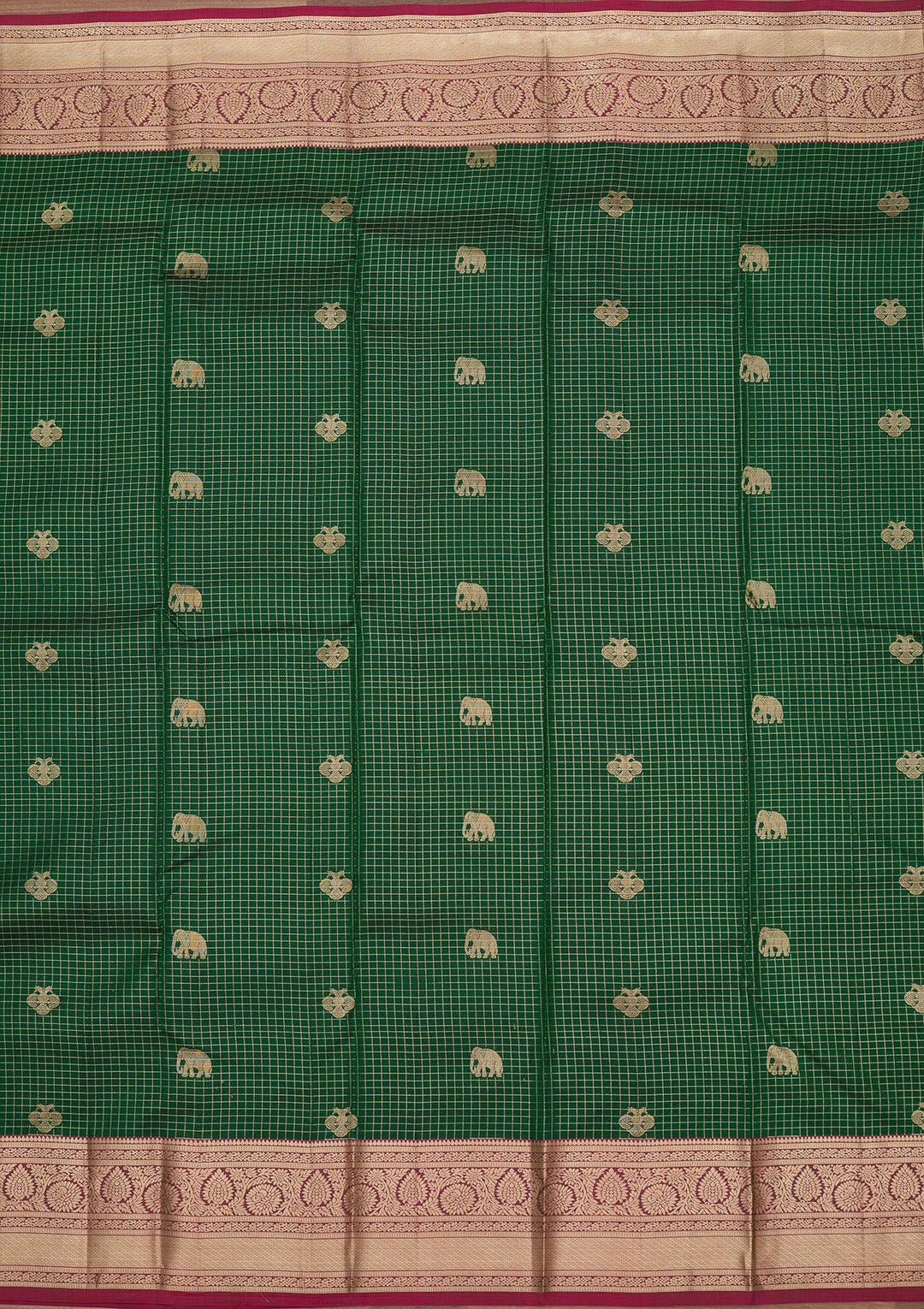 Bottle Green Zariwork Pure Silk Saree