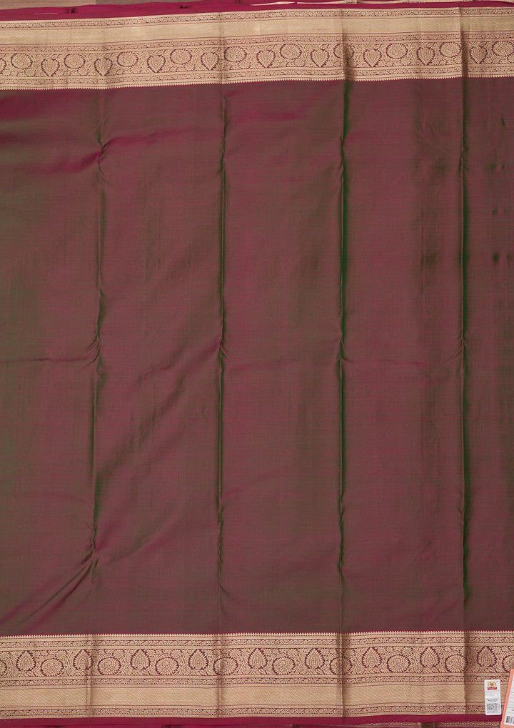 Bottle Green Zariwork Pure Silk Saree