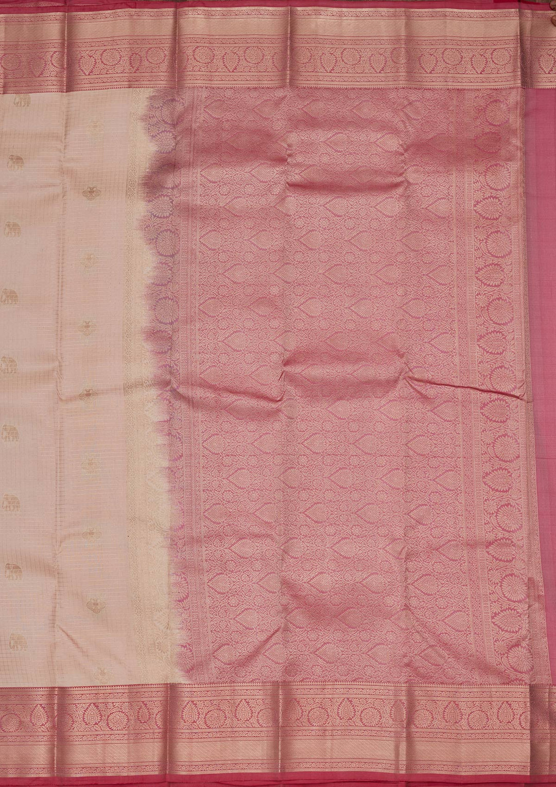 Cream Zariwork Pure Silk Saree-koskii