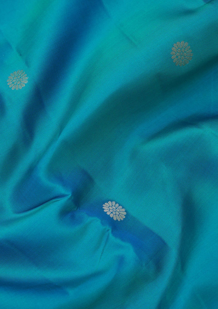 Turquoise Blue Zariwork Pure Silk Saree-koskii