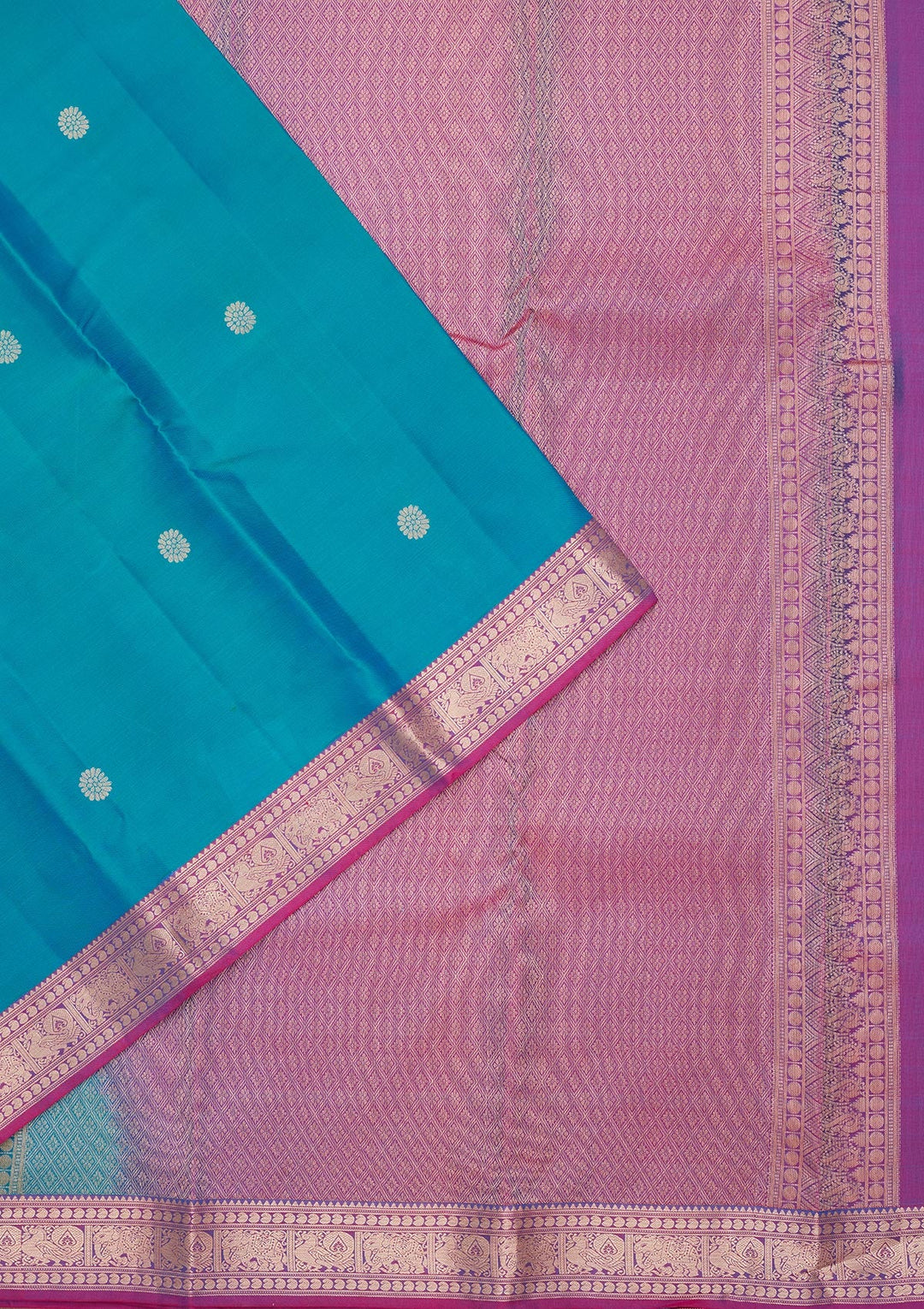 Turquoise Blue Zariwork Pure Silk Saree-koskii