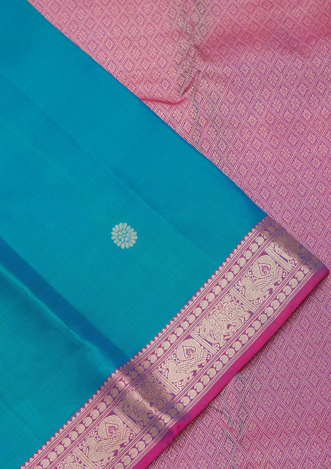 Turquoise Blue Zariwork Pure Silk Saree-koskii