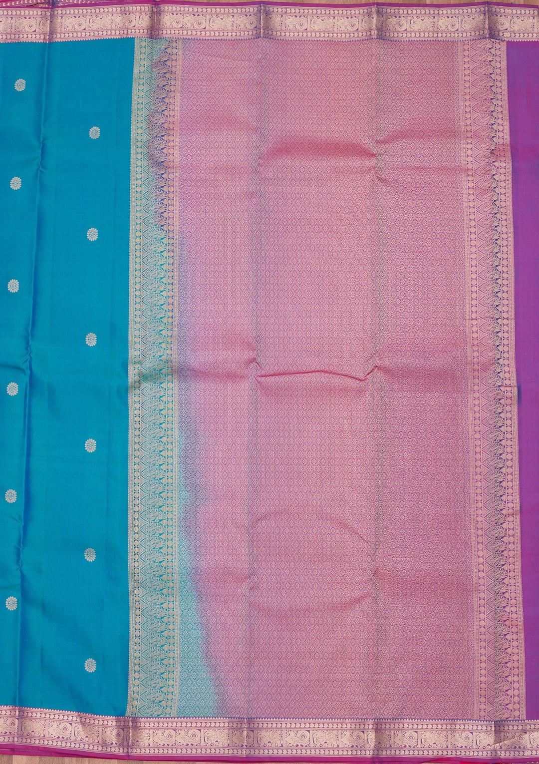 Turquoise Blue Zariwork Pure Silk Saree-koskii