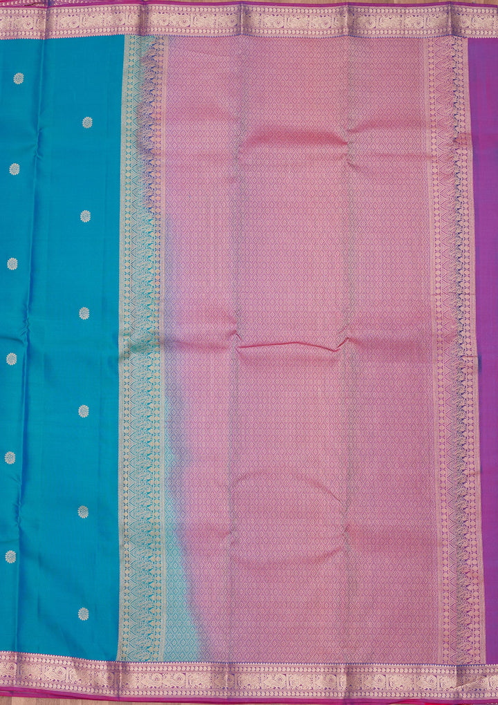 Turquoise Blue Zariwork Pure Silk Saree-koskii