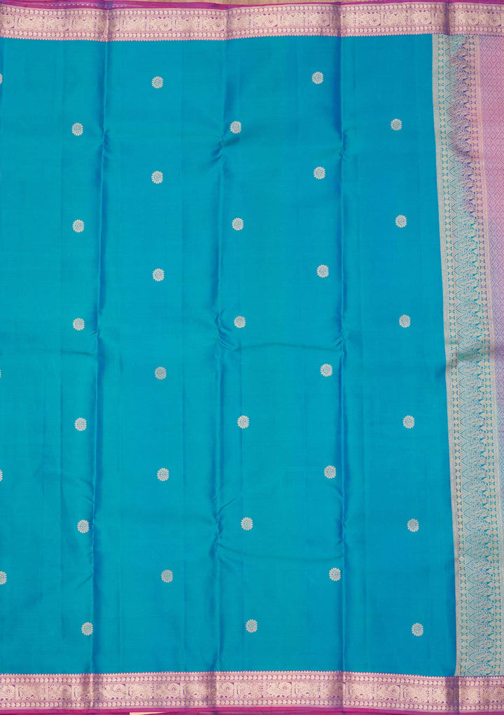 Turquoise Blue Zariwork Pure Silk Saree-koskii