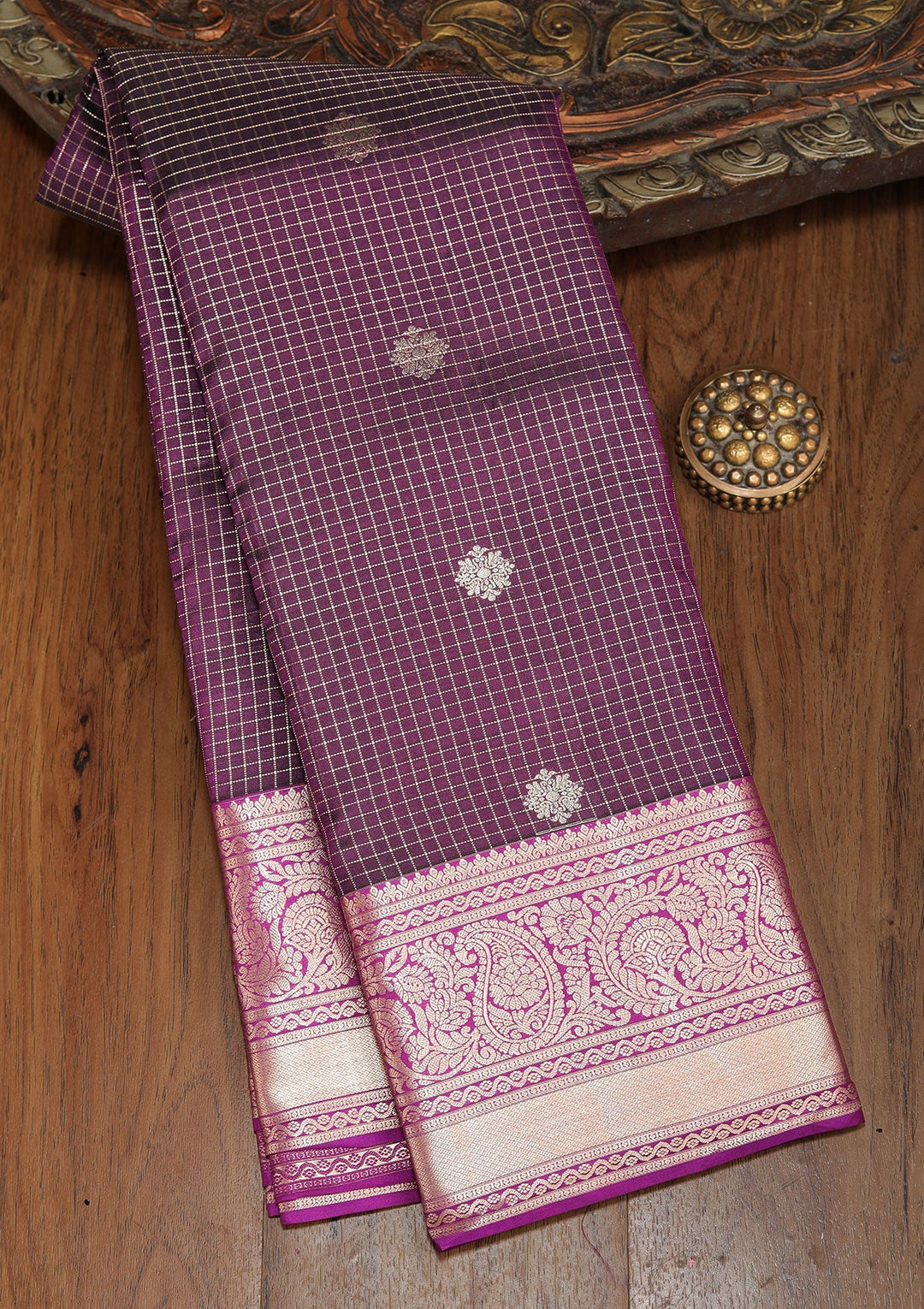 Wine Zariwork Pure Silk Saree-koskii