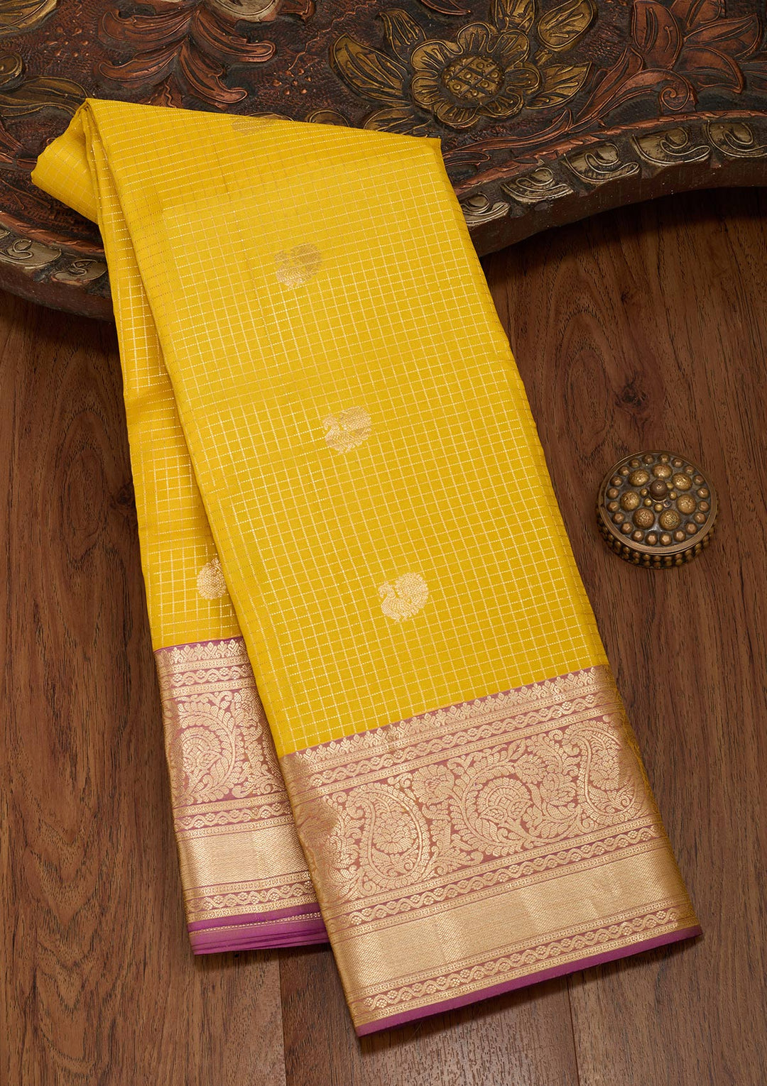 Yellow Zariwork Pure Silk Saree-koskii