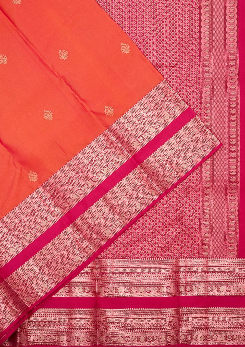 Orange Zariwork Pure Silk Saree-koskii