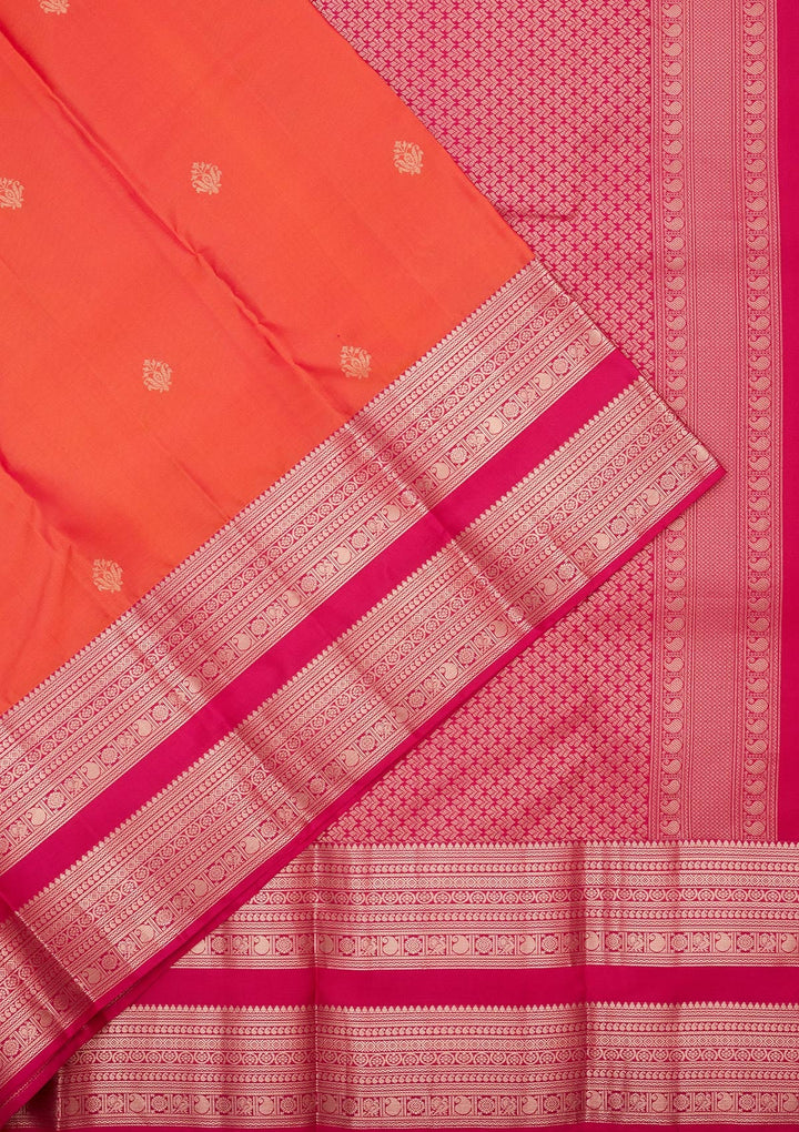 Orange Zariwork Pure Silk Saree-koskii