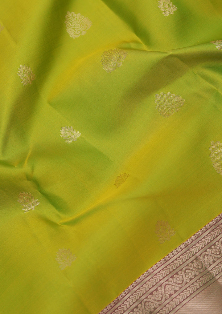 Parrot Green Zariwork Pure Silk Saree