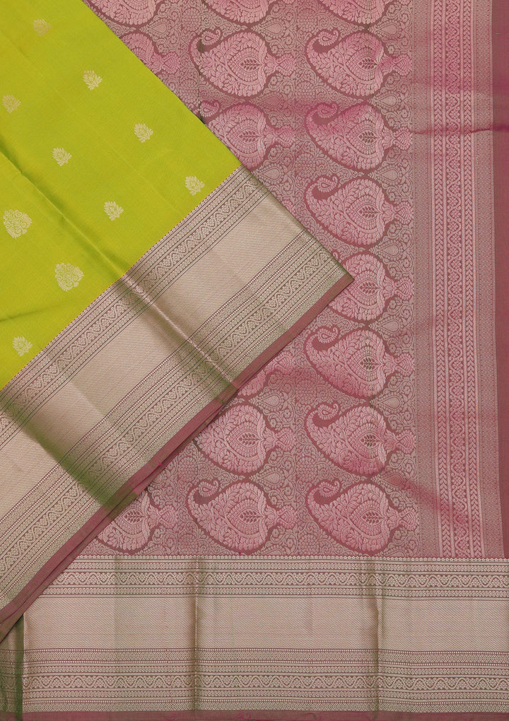 Parrot Green Zariwork Pure Silk Saree