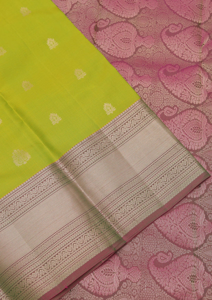 Parrot Green Zariwork Pure Silk Saree