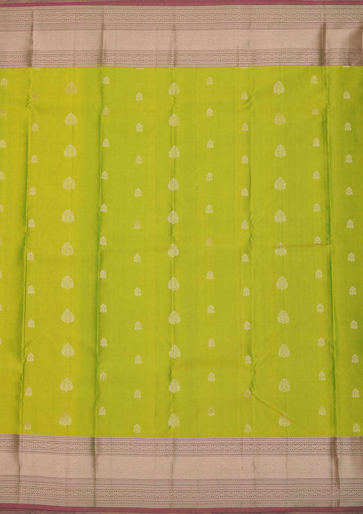 Parrot Green Zariwork Pure Silk Saree