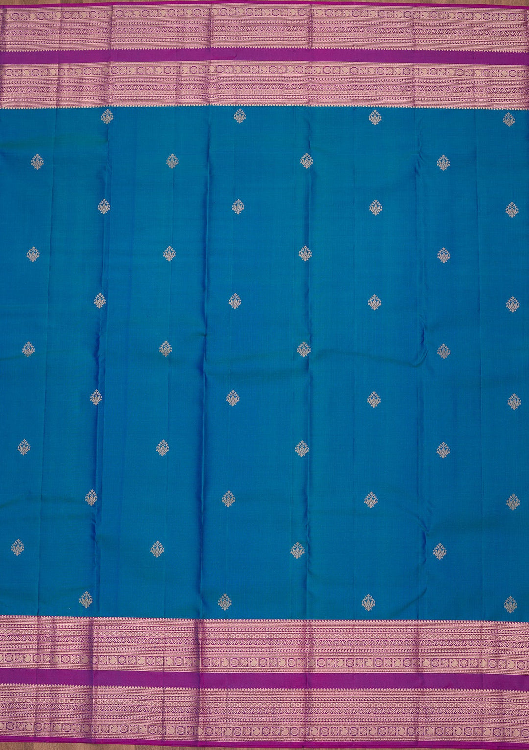 Peacock Blue Zariwork Pure Silk Saree-koskii