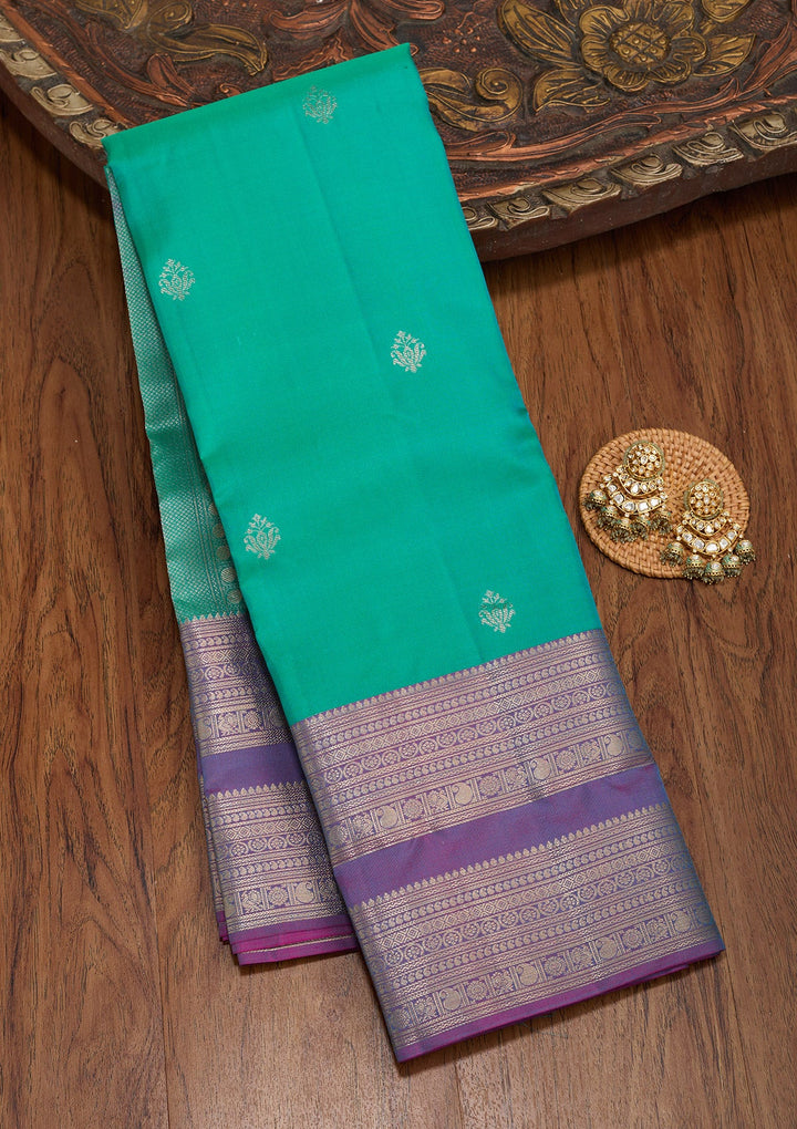 Rama Green Zariwork Pure Silk Saree-koskii