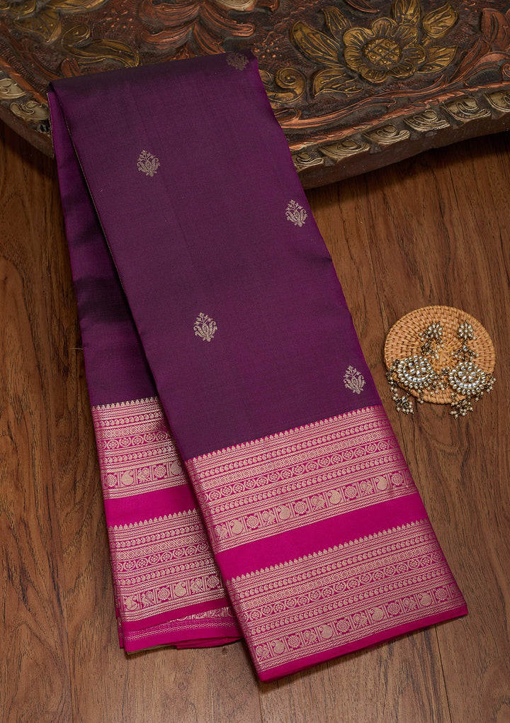 Wine Zariwork Pure Silk Saree-koskii