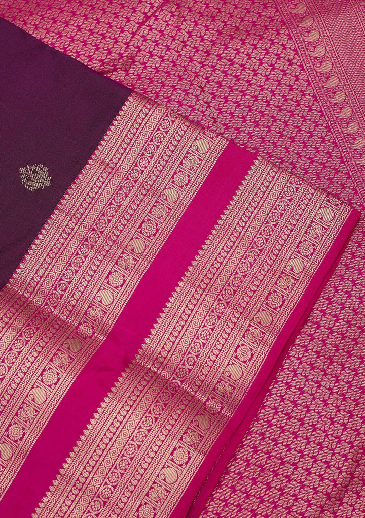 Wine Zariwork Pure Silk Saree