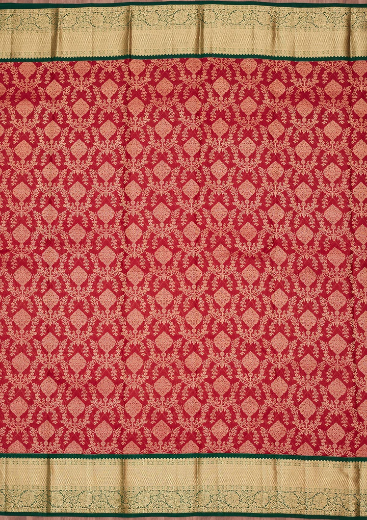 Maroon Zariwork Pure Silk Saree-koskii