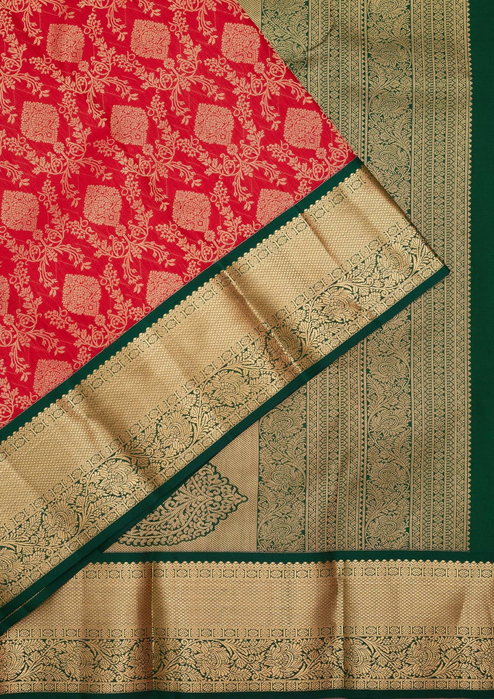 Red Zariwork Pure Silk Saree-koskii