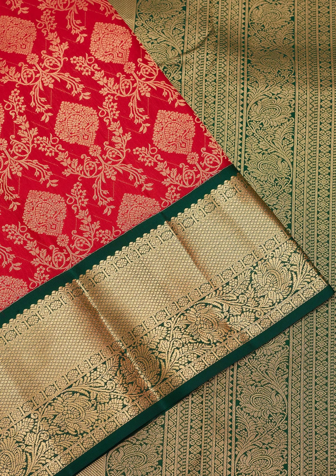 Red Zariwork Pure Silk Saree-koskii