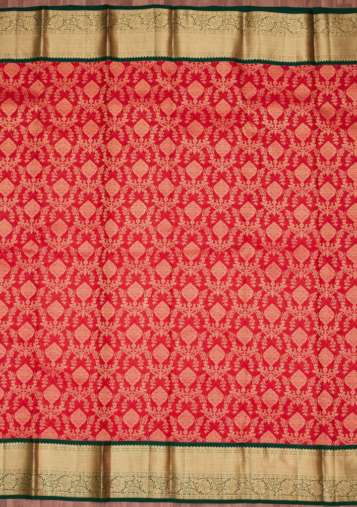 Red Zariwork Pure Silk Saree-koskii