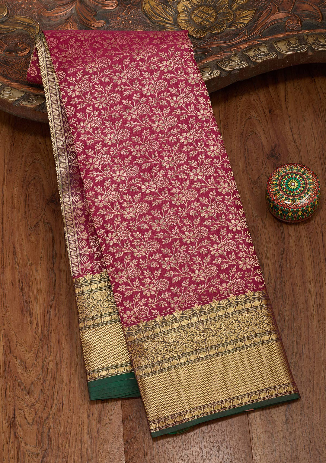 Maroon Zariwork Pure Silk Saree-koskii