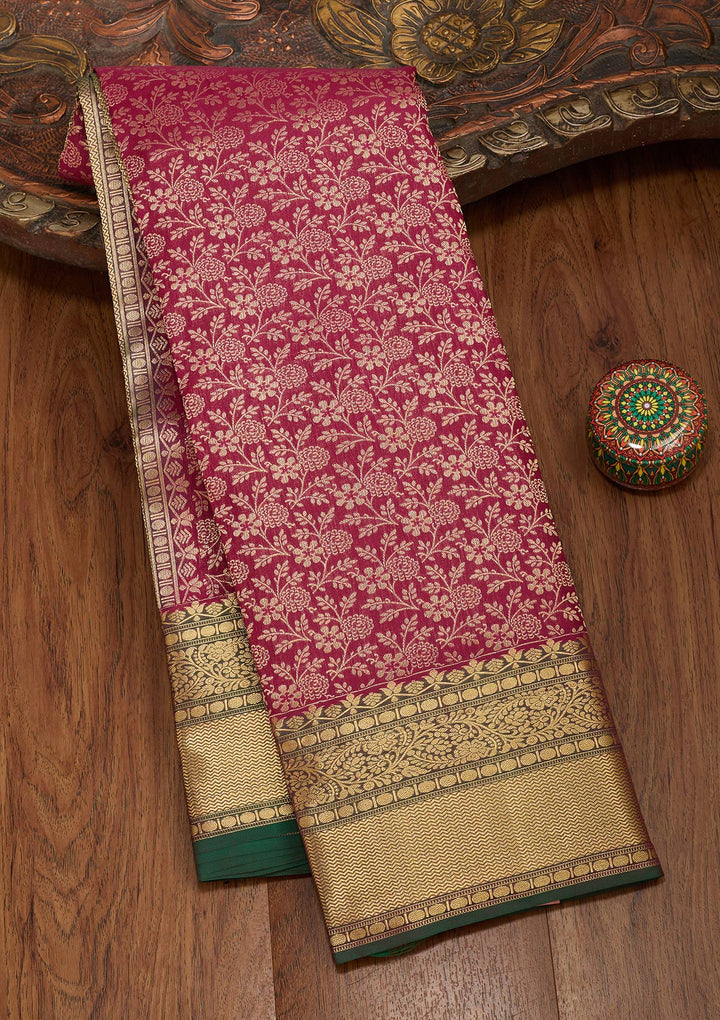 Maroon Zariwork Pure Silk Saree-koskii
