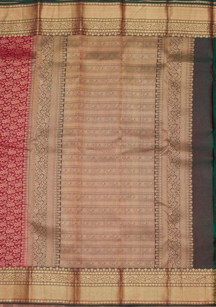 Maroon Zariwork Pure Silk Saree-koskii