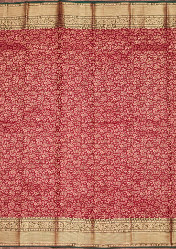 Maroon Zariwork Pure Silk Saree-koskii