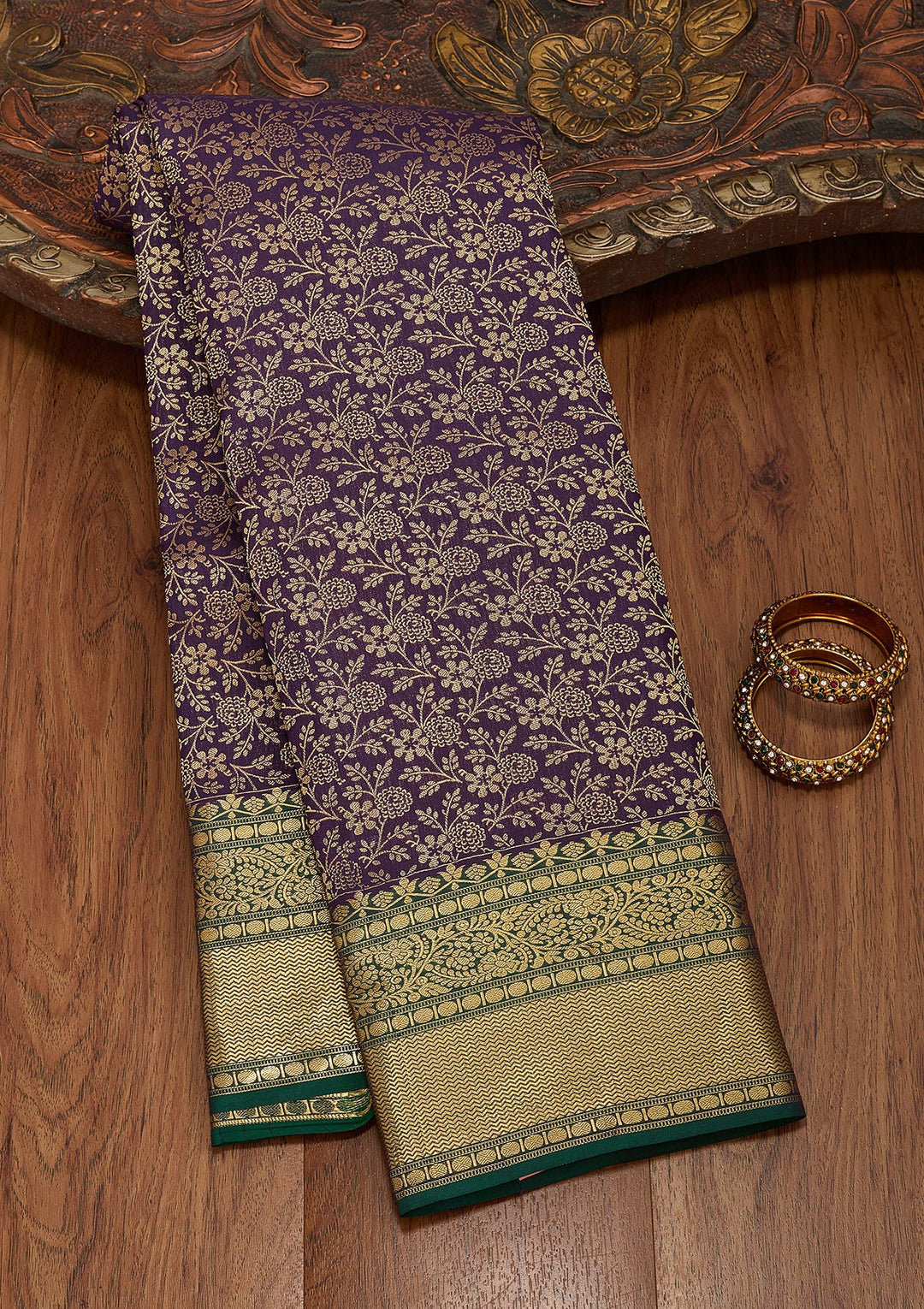 Navy Blue Zariwork Pure Silk Saree-koskii