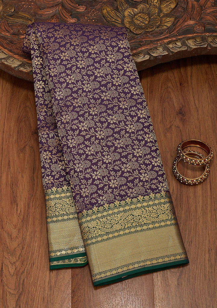 Navy Blue Zariwork Pure Silk Saree-koskii