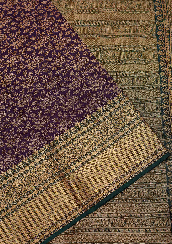 Navy Blue Zariwork Pure Silk Saree-koskii