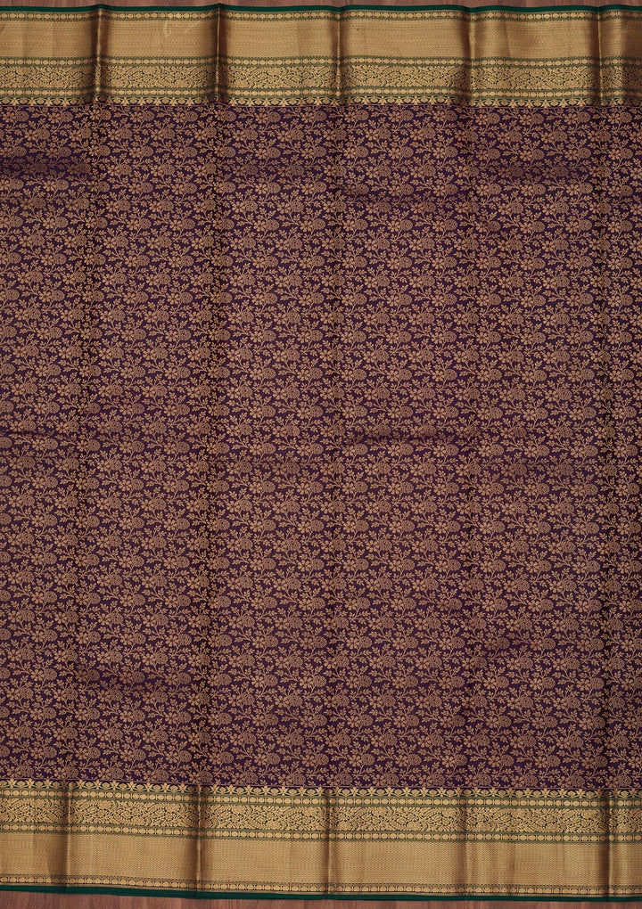 Navy Blue Zariwork Pure Silk Saree-koskii