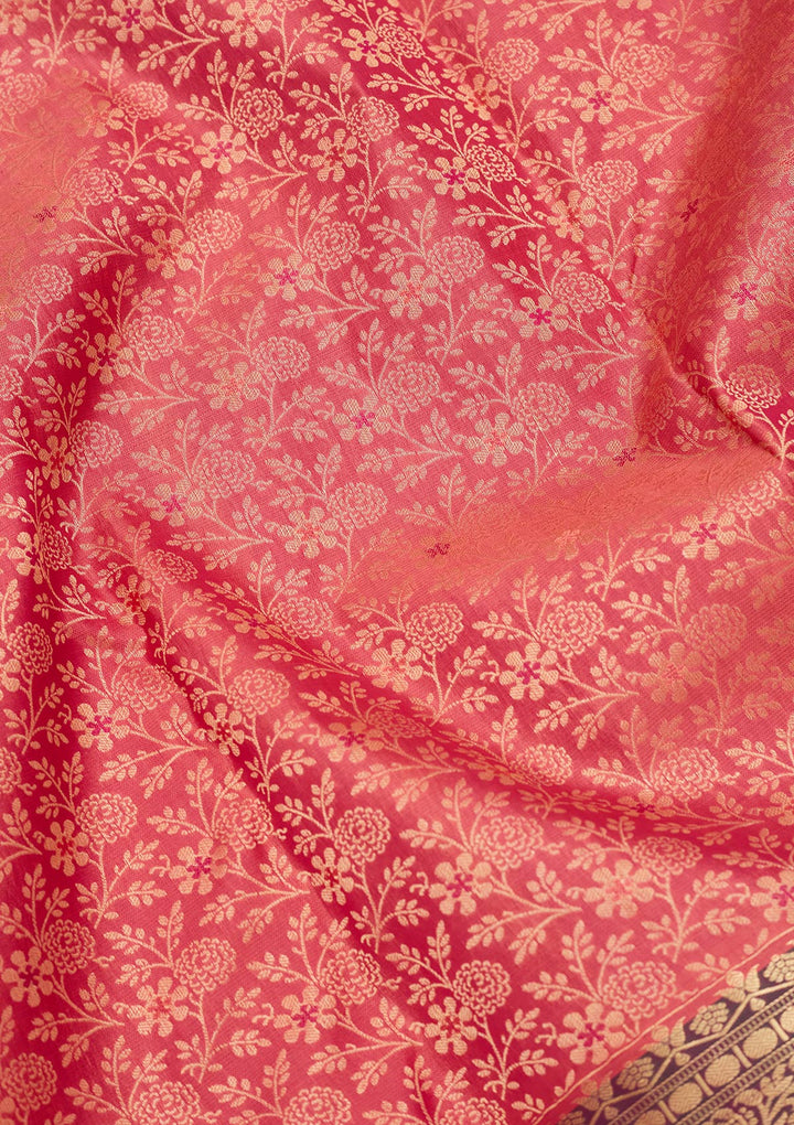 Onion Pink Zariwork Pure Silk Saree-koskii