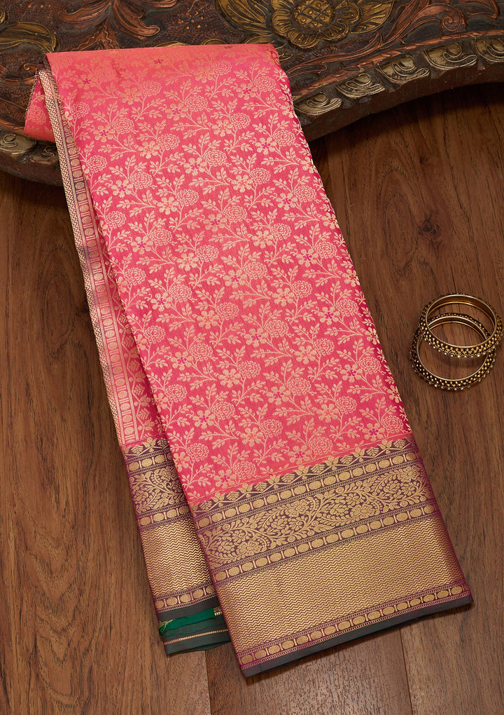 Pink Zariwork Pure Silk Saree-koskii