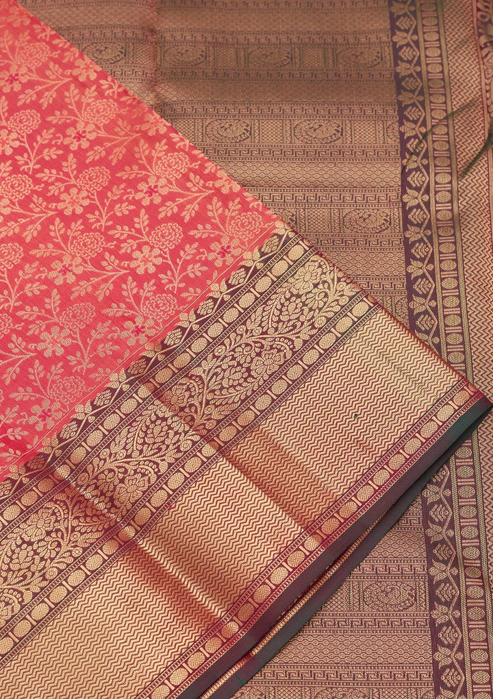 Pink Zariwork Pure Silk Saree-koskii