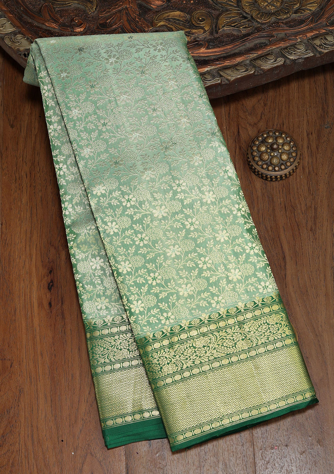 Sea Green Zariwork Pure Silk Saree