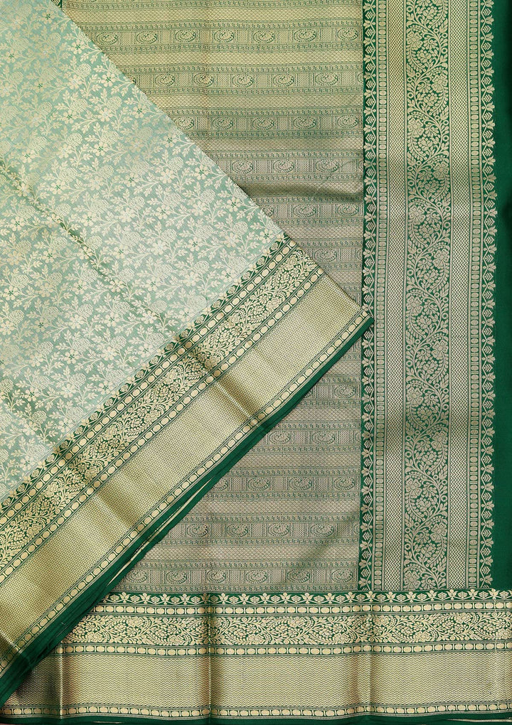 Sea Green Zariwork Pure Silk Saree